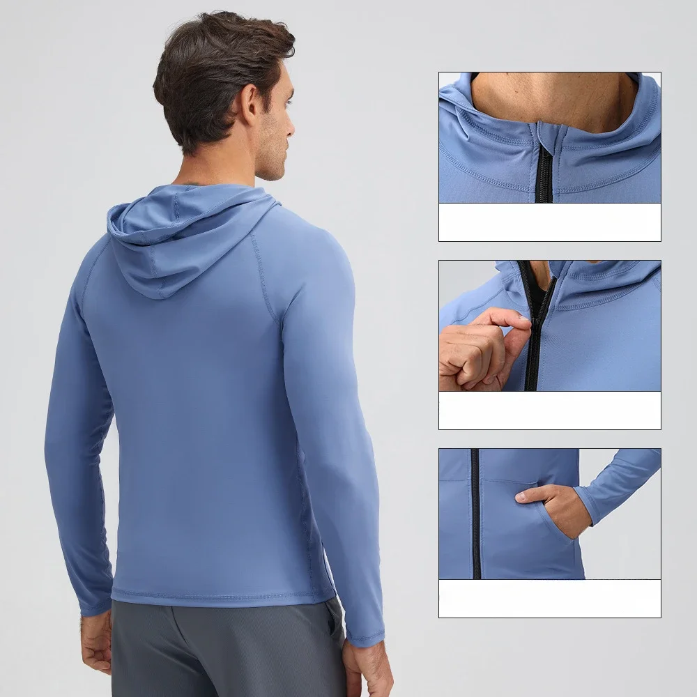 Men's Jackets Hooded Fleeced Clothing Men Gym Sportswear Zipper Fitness Clothing Quick-drying Running Training Coat Workout Tops