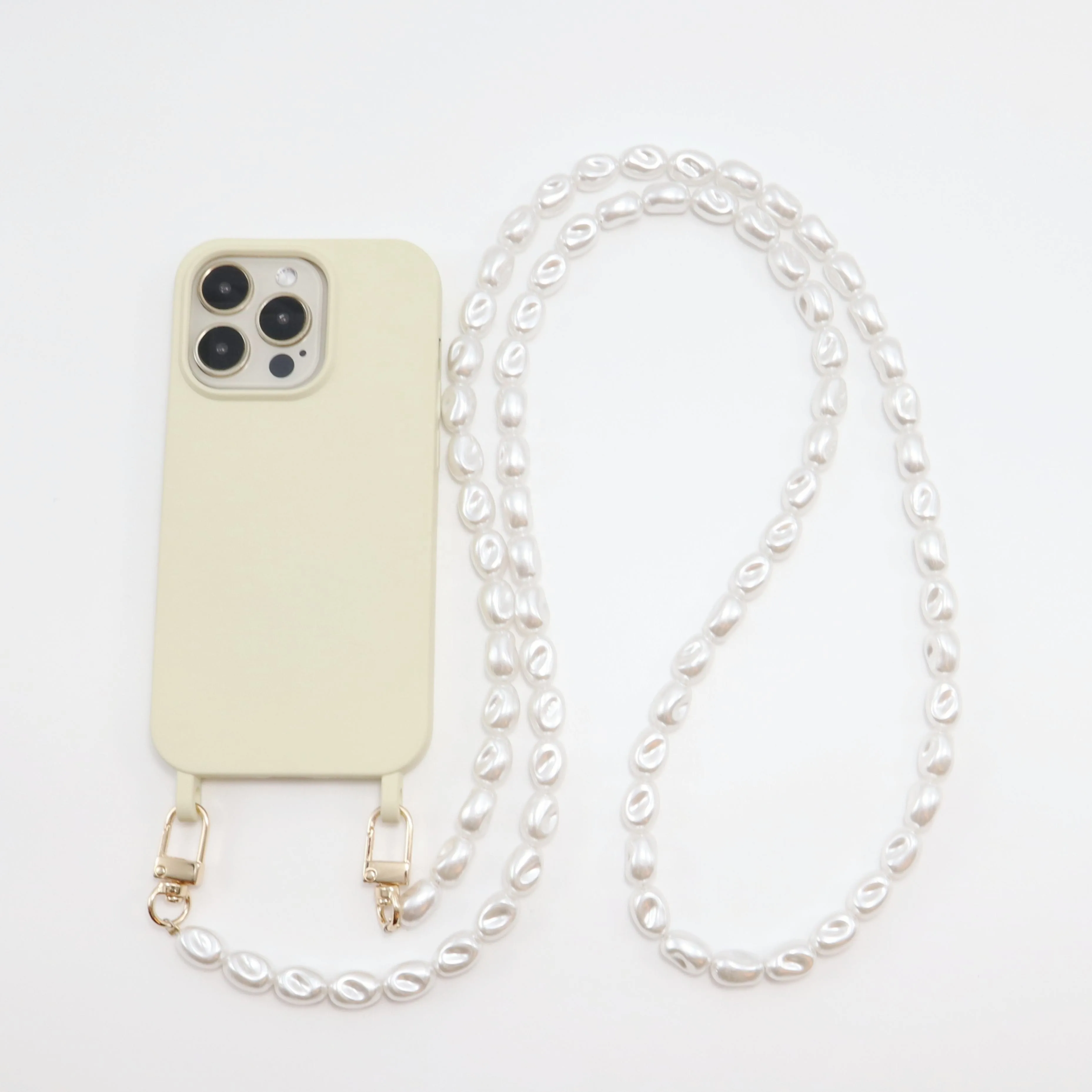 Etui na telefon iPhone 16 15 14 13 12 11 Pro Max 8 7 Plus Wstrząsoodporne etui z bransoletką z pereł i łańcuszkiem