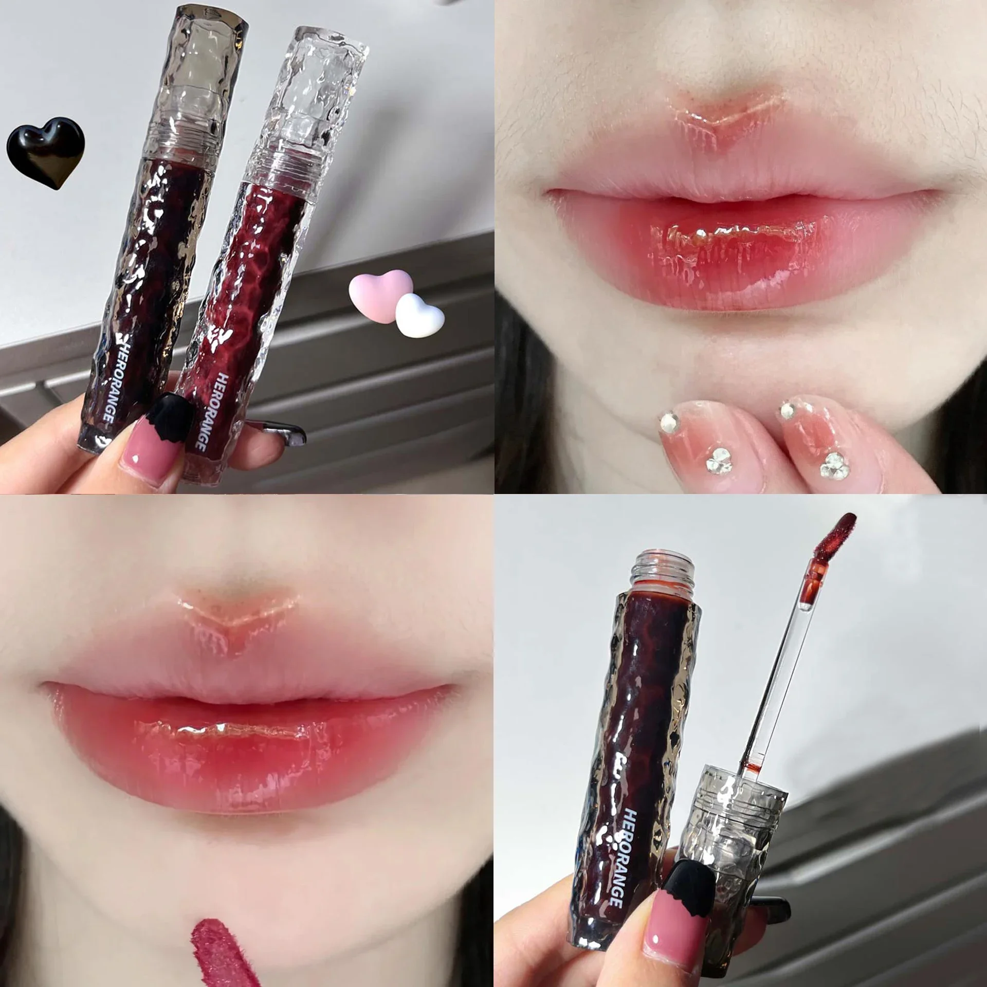 Nude Brown Mirror Water Lip Glaze Moisturizing Sexy Red Lip Tint Lipstick Makeup Long Lasting Non-stick Cup Lip Gloss Cosmetics