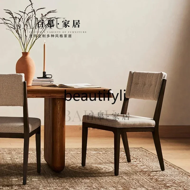 New Chinese style solid wood fabric dining chair modern courtyard outdoor leisure reception negotiation chair