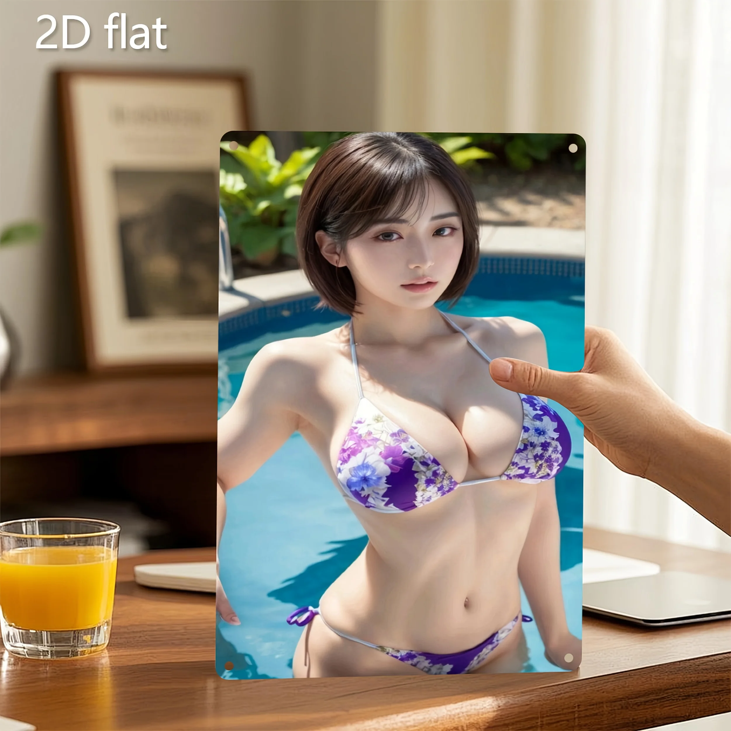 

Bikini Woman Metal Wall Art Vintage Tin Sign Beach Wall Decor