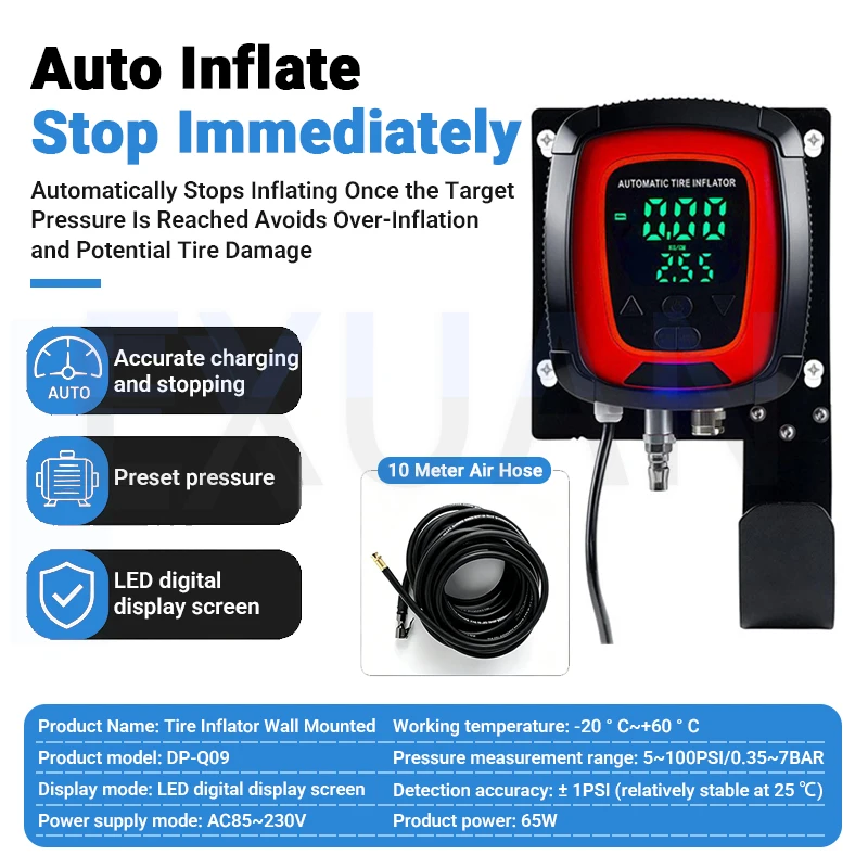 Smart Automatic Preset Stop Tire Inflator Waterproof High Precision Digital Air Pump For Motorcycle Car Light Van Universal Use