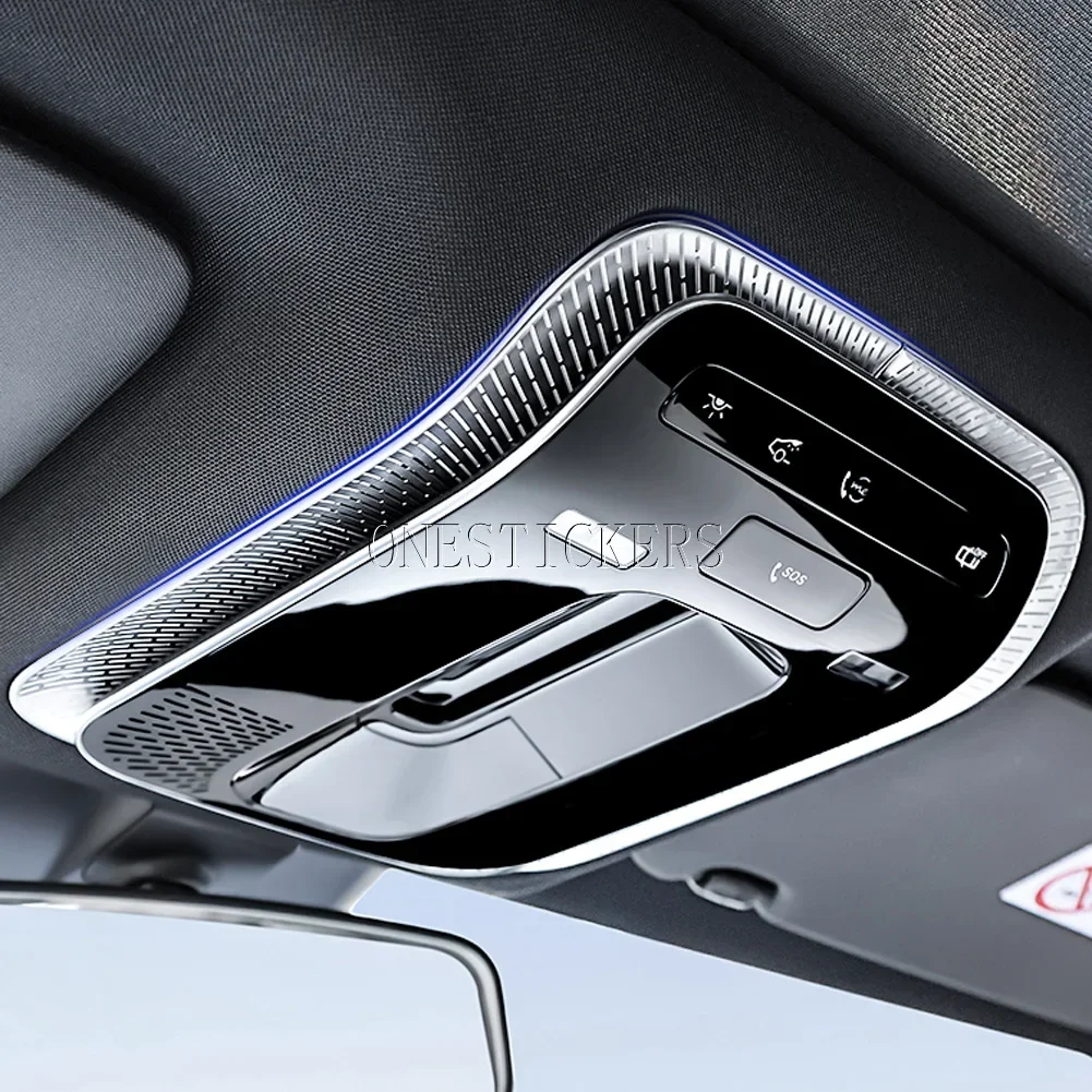 For Mercedes Benz C E GLC EQE Class AMG W206 W214 X254 W254 V295 Stainless Steel Car Accessories Roof Reading Lamp Trim Cover
