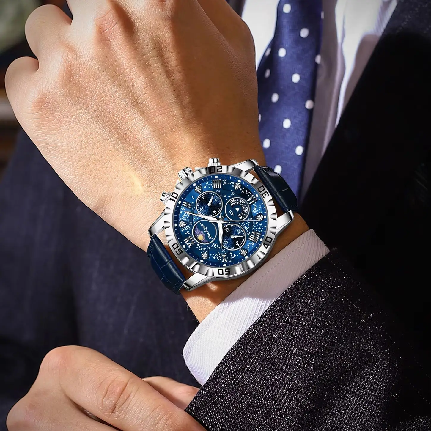 POEDAGAR العسكرية رجل ساعة اليد مقاوم للماء مضيئة كرونوغراف ساعات جلدية للرجال موضة فاخرة كوارتز ساعة رجالي Reloj