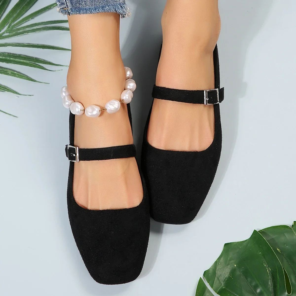 Shoes Woman 2024 Trend Mary Jane Ballet Flats Women Black Ladies Comfortable Soft Square Toe Flat Shoe Sapatos Femininos