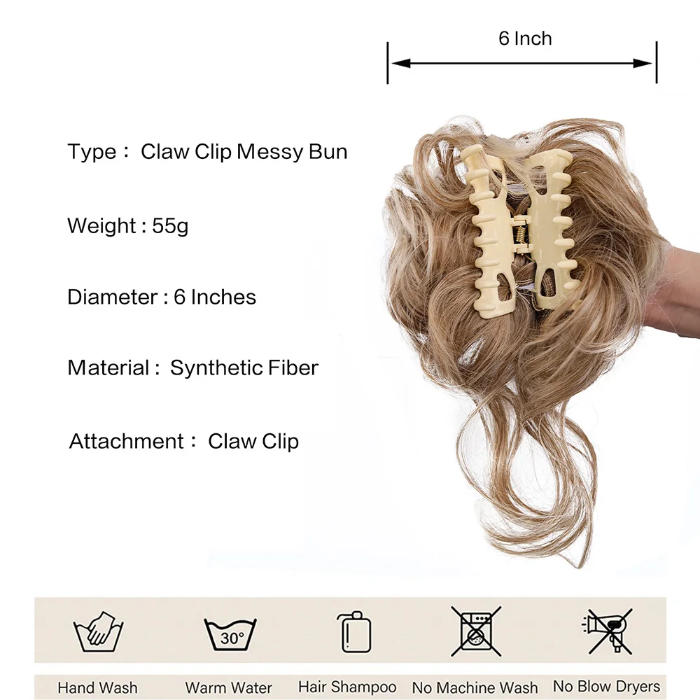 Chignon disordinato pezzo di capelli Tousled Updo H estensioni dell\'aria con fasce elastiche per capelli capelli ricci Bun Scrunchie per le donne