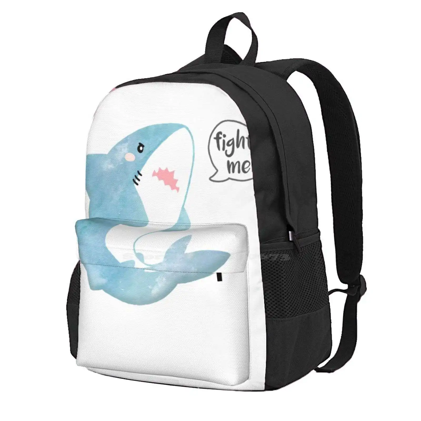 

Fight Me. Hot Sale Schoolbag Backpack Fashion Bags Digistickie Sharks Fight Me Ocean Sea Creatures Marine Funny Cute Blue