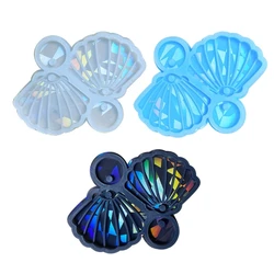 Pendientes holográficos de conchas marinas, molde de silicona, moldes de fundición de resina epoxi de cristal R3MC