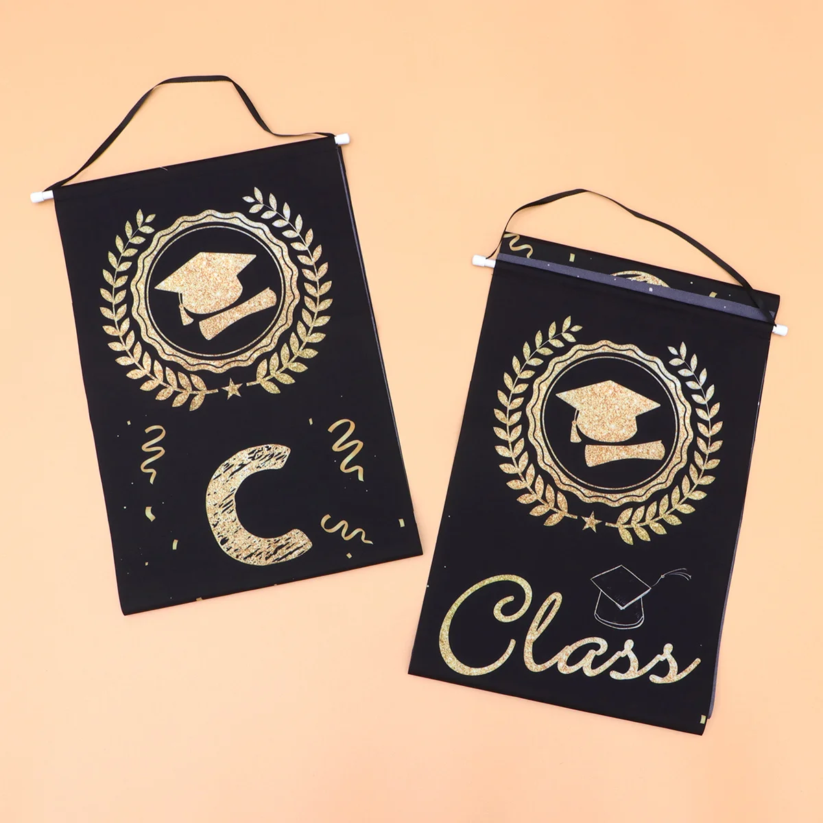 1 زوج موسم التخرج راية 2020 حفلة التخرج الديكور نافذة الباب معلقة راية لوازم الحفلات للمنزل مأدبة #4