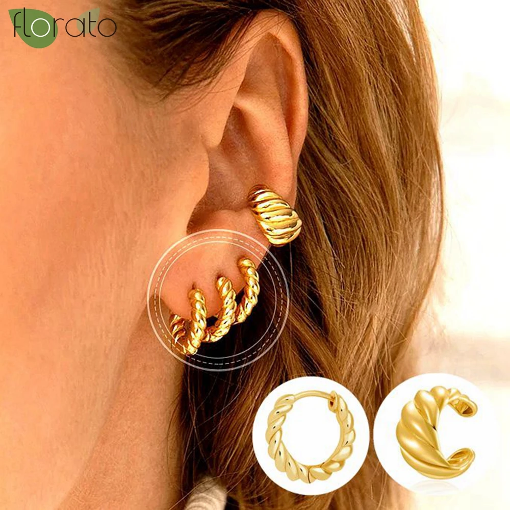 

New Trendy Twisted Small Hoop Earrings for Women Fashion Gold Color Metal Circle Tiny Hoops Huggie Ear Buckle Jewelry 2023