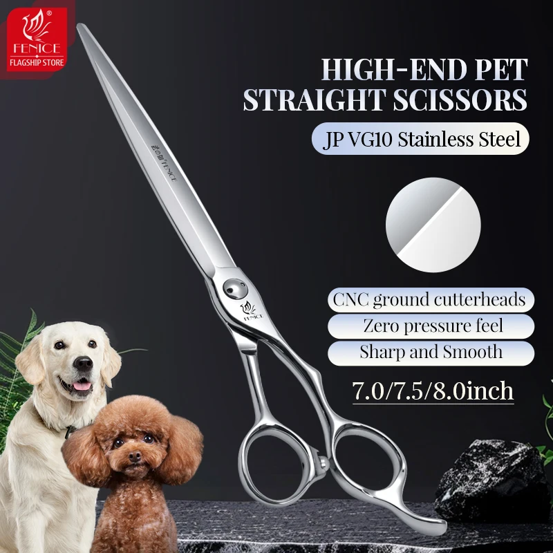 

Fenice High end JP VG10 Steel Professional 7/7.5/8 inch Pet Straight Grooming Dog Hair Trimmers Scissors Bearing Screw Dog Shear