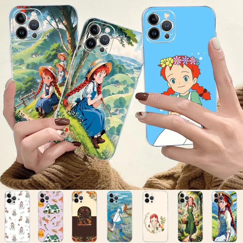 Cartoon Anne of Green Gables Phone Case Silicone Soft for iphone 16 15 14 13 12 11 Pro Mini XS MAX Plus X Cover