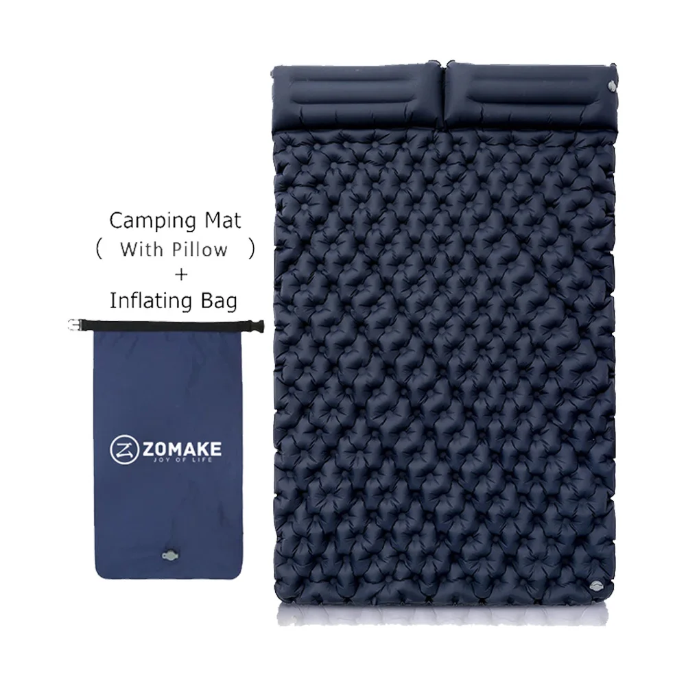 Outdoor Camping Sleeping Mat  with Pillow Ultralight  Inflatable Mattress Waterproof Pad Thick with Inflatable bag for 2 People