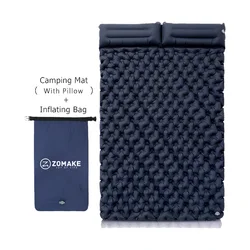 Polymères de couchage de camping en plein air avec oreiller, matelas gonflable ultraléger, optique de coussin étanche avec sac gonflable pour 2 personnes