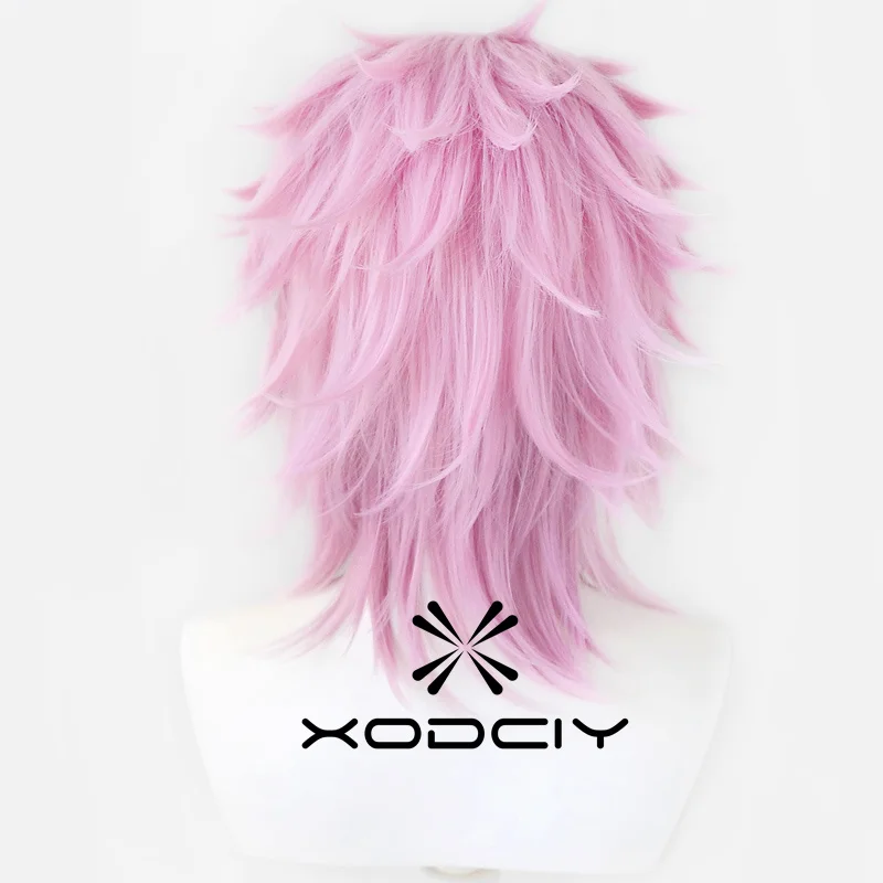 Anime Kunsthaar Windbreaker Mitsuki Kiryu Cosplay Perücken Kurze Rosa Halloween Party Requisiten mit Haarnadeln