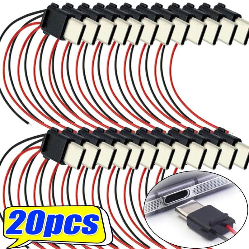 Waterproof Type-C Male/female Solder-type Connector with Wire High-current Plug Connector Suitable for Power Banks 1~20pcs