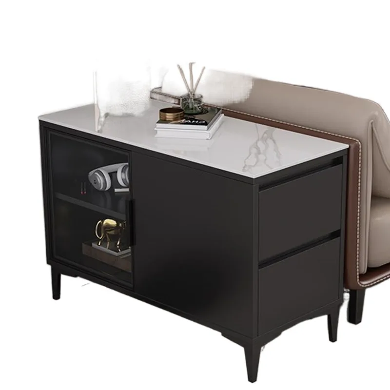 

light luxury rock slab sofa simple coffee side storage living room mobile