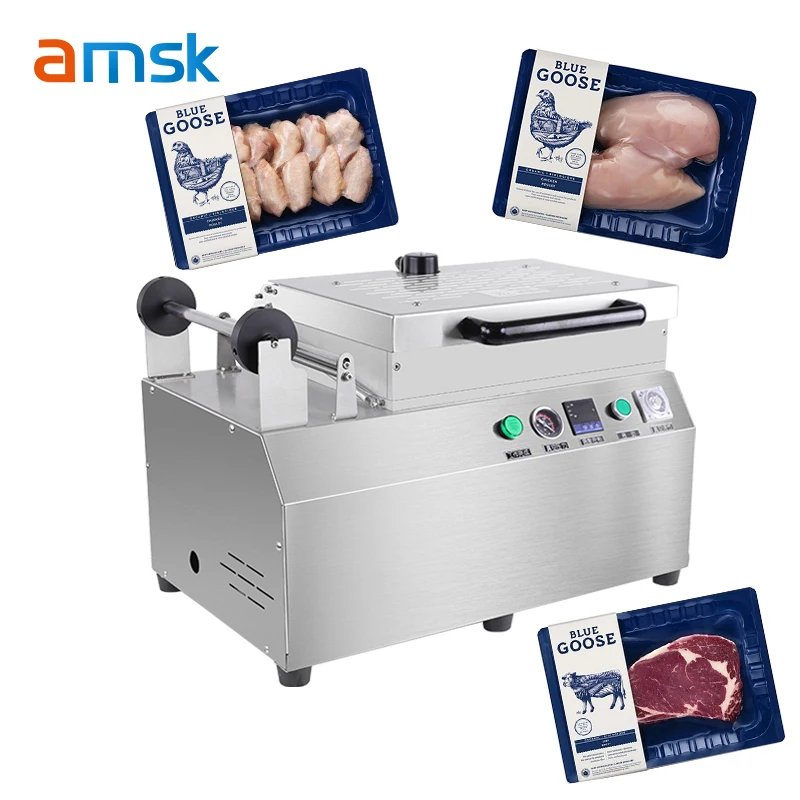 

Automatic Vacuum Sealer Packaging Machine Tray Vacuum Laminating Sealing Machine For Food Chicken Pork