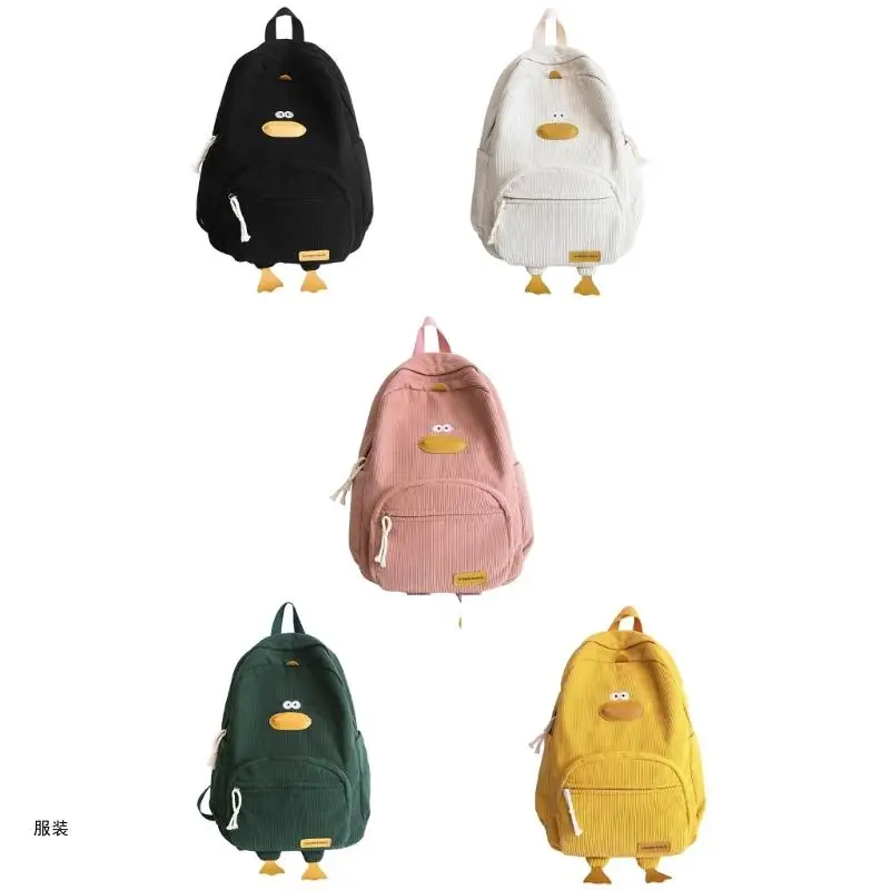 D0UD Casual Backpack Corduroy Book Bag Travel Daypack Lightweight Backpack