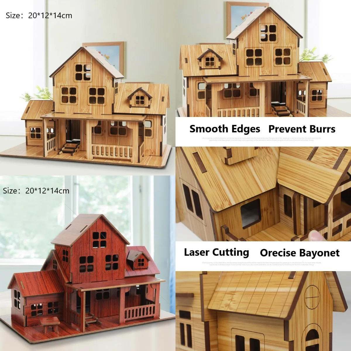 Wooden Jigsaw 3D Building Model Game Diy Handmade Comfortable House Villa Children Adult Birthday Gift