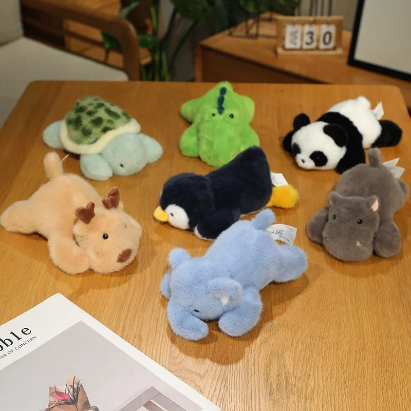 

Kawaii Small Plush Toys Penguin Panda Elephant Hippo Beer Cartoon Hairy Table Companion Stuffed Dolls Cute Animals Hand Plushie