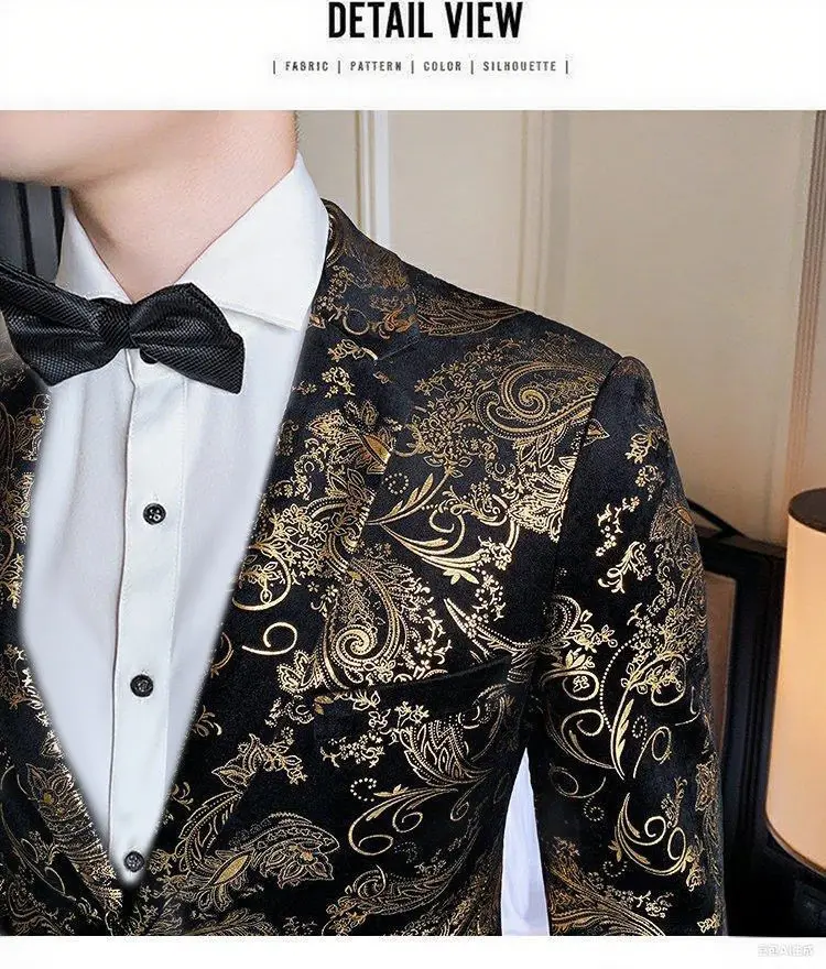 Herrenanzüge mit Goldstickerei, Modische Bankett- und Tanzkostüme, Trendige Moderatoren- und Hochzeitsanzüge, Männliche Star-Performanceanzüge – Detail 17