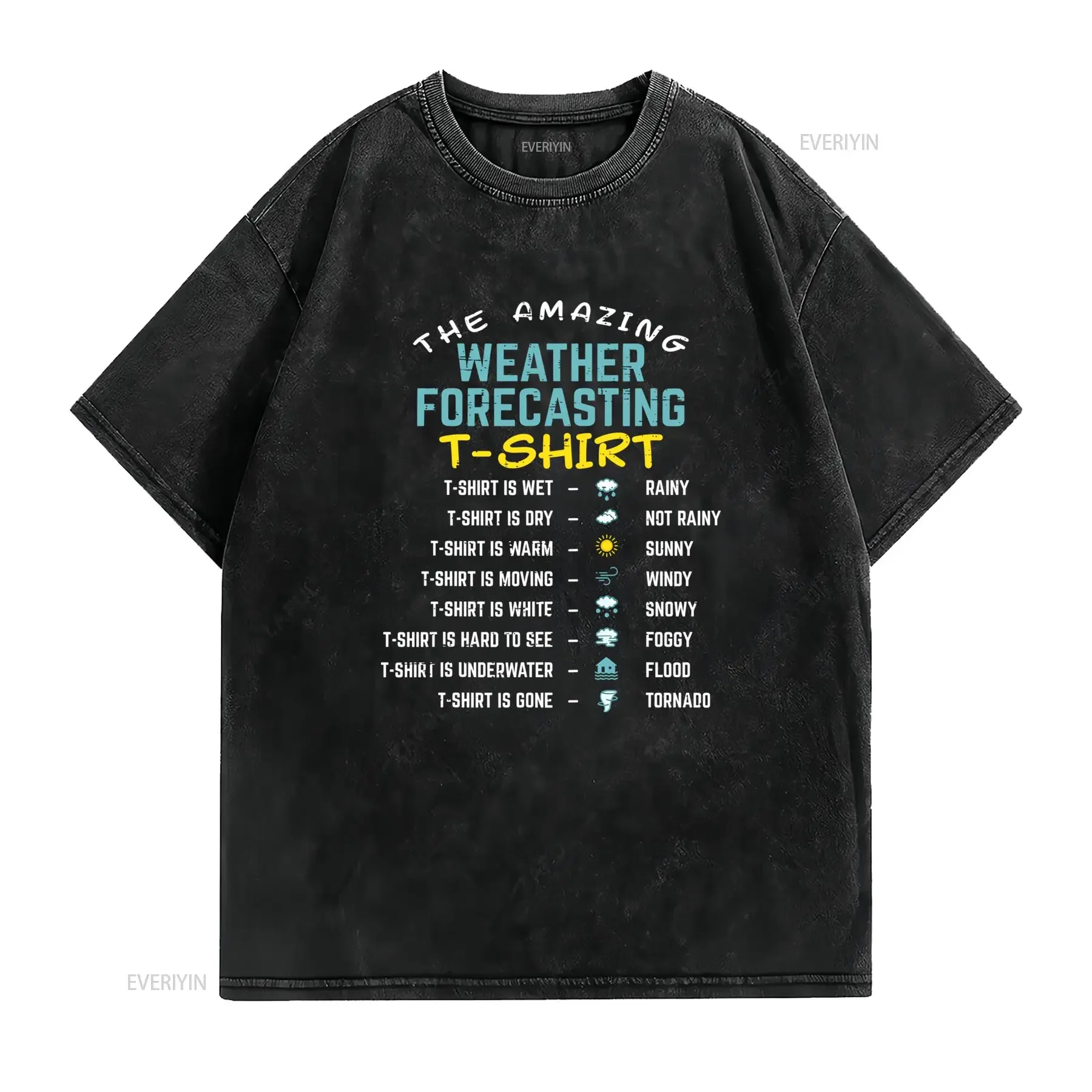 Magical Weather Forecast T Shirt Humorous Themed with Icons Breathable Round Neck All Season Casual Perfect Collectible