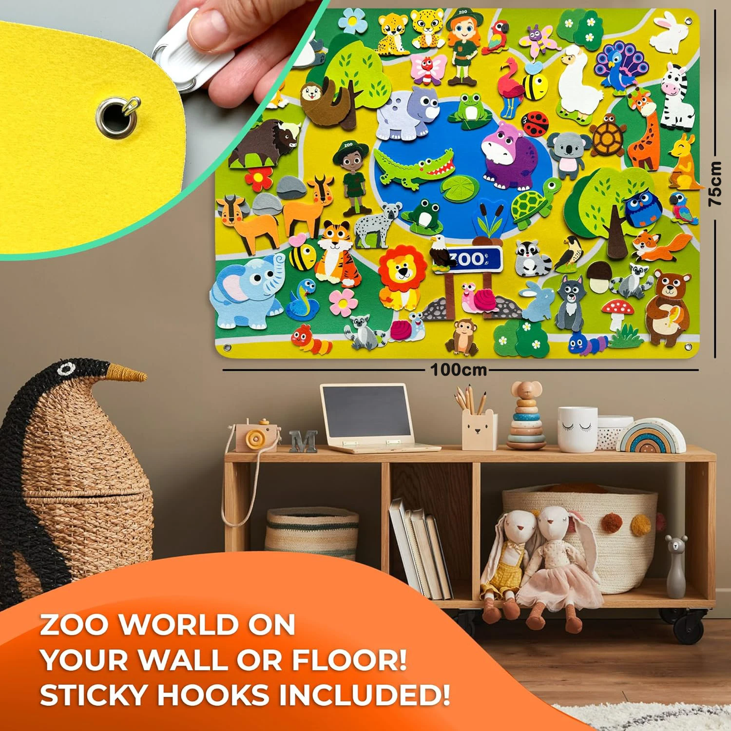 Zoo Tiere Filz Geschichte Bord Set Montessori Lernen Spielzeug Interaktive Storytelling Lehre Spielen Wand Hängen Kits Für Kinder Geschenk – Detail 2