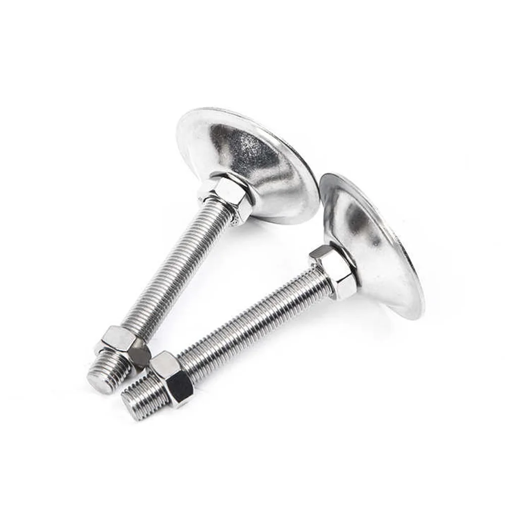 1-6Pc M10 M12 M14 M16 304 Stainless Steel Heavy-Duty Horn Mouth Fixed Adjustable Foot Cup Solid Support Joint Hoof Foot Dia 60mm