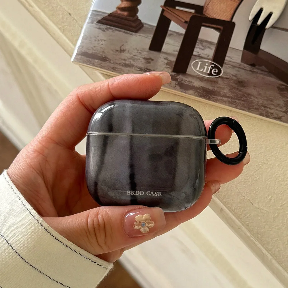 حافظة واقية ناعمة لامعة باللون الرمادي الجرافيت بأسلوب بسيط لأجهزة AirPods 1 أو 2 Pro 2 4 3nd Generation سماعة Fundas مقاومة للصدمات