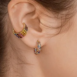 1pcs Fashion Small Ear Cuff Earring for Women Colorful Round Cubic Zirconia Clip Earring Stackable Cartilage Earring No Pierced