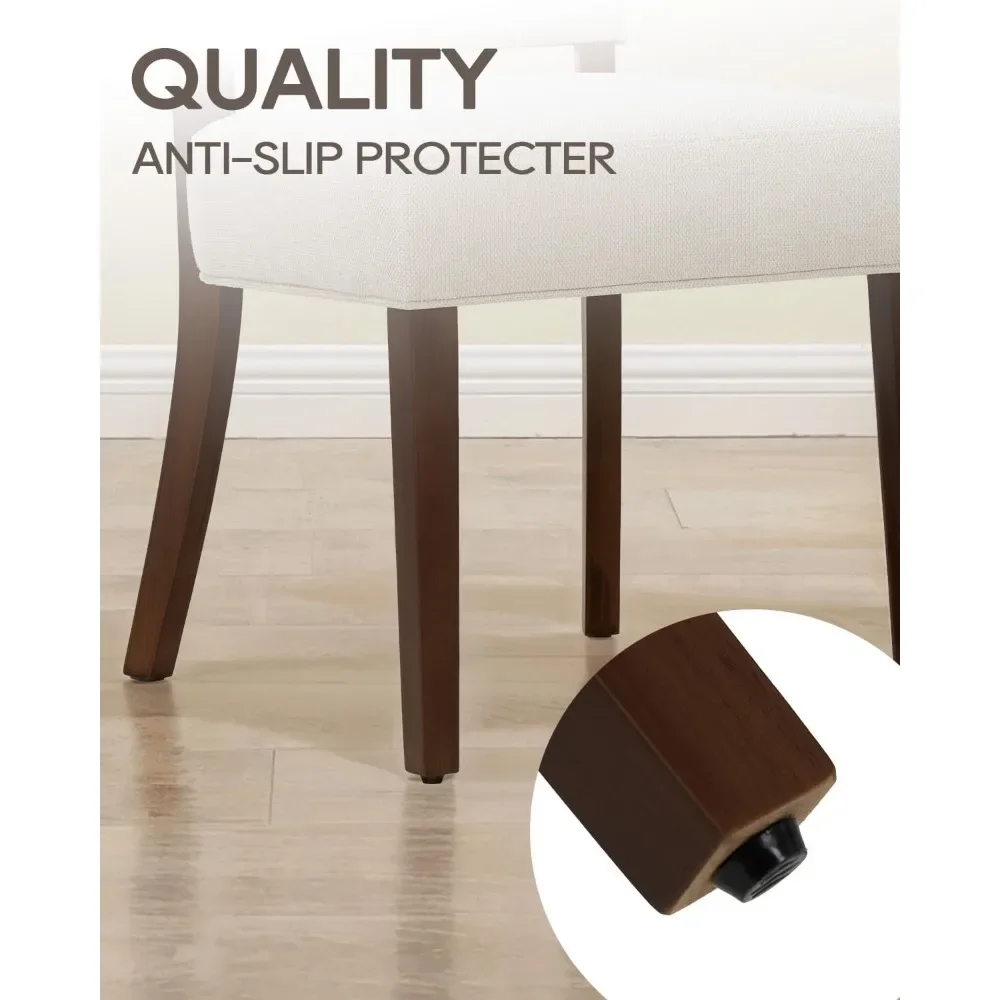 

6-Piece Upholstered Dining Chair Set - Modern Farmhouse Kitchen Chairs, Mid-Back Dining Room Chairs with Wood Legs, Beige