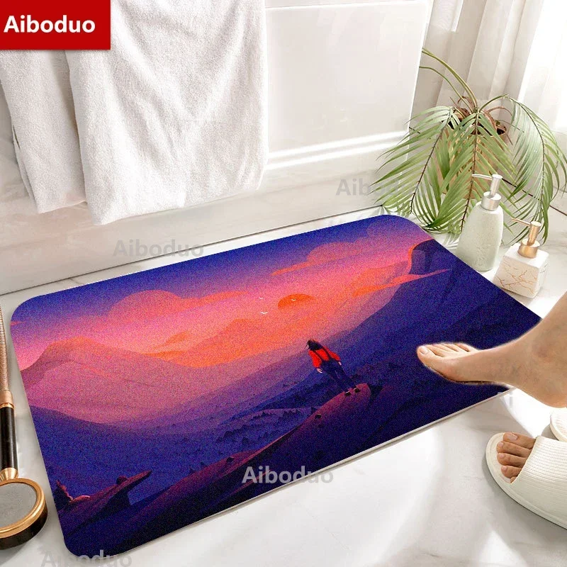 

Sunrise Sunset View Art Designed Anti-slip Livingroom Decorations Floor Mats 50x80/40x60cm Bedroom Carpet Suitable for Bath Room