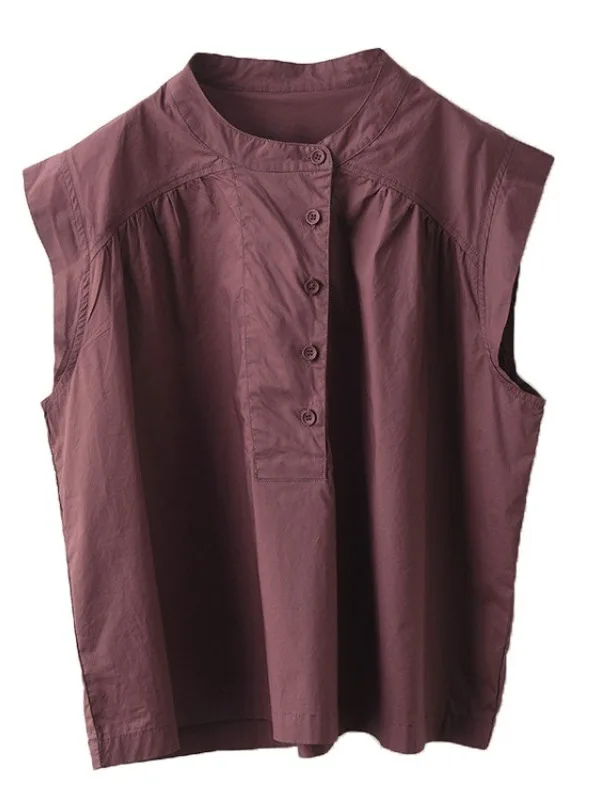 High-End Retro Svel Linen irt Women Summer Simple Elegance Loose Splicing Stand Collar Small Flng Sve Cotton Lin...