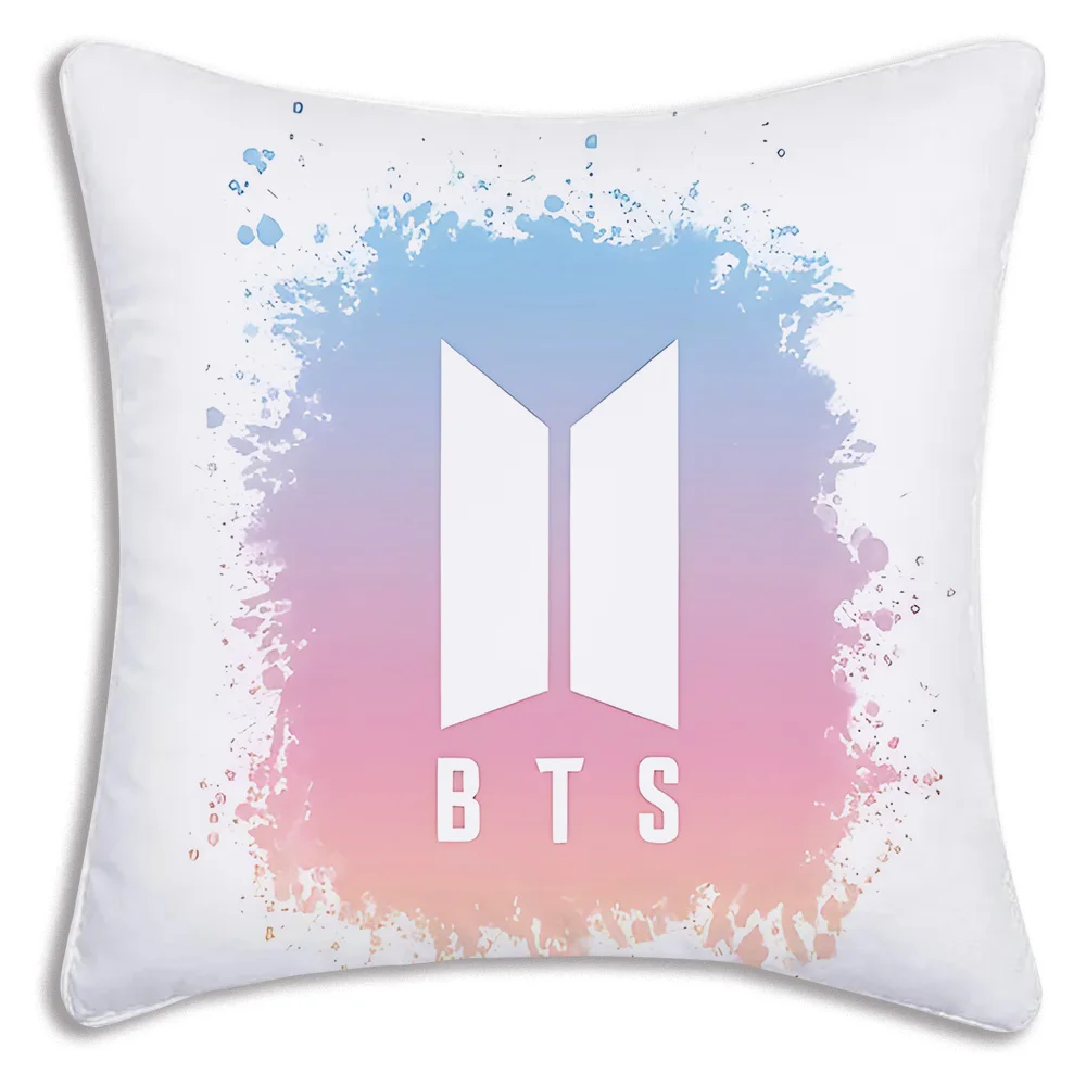 Fashion Trends Kpops Pillow Covers Cartoon Sofa Decorative Home Double-sided Printing Short Plush Cute B-B-BTS-S Cushion Cover