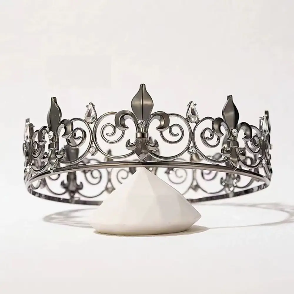 Retro Bar Mitzvah Crown King Crown Hair Hoop Headband Metal Prince Crowns Hair Accessories Alloy Round Tiaras Hair Jewelry