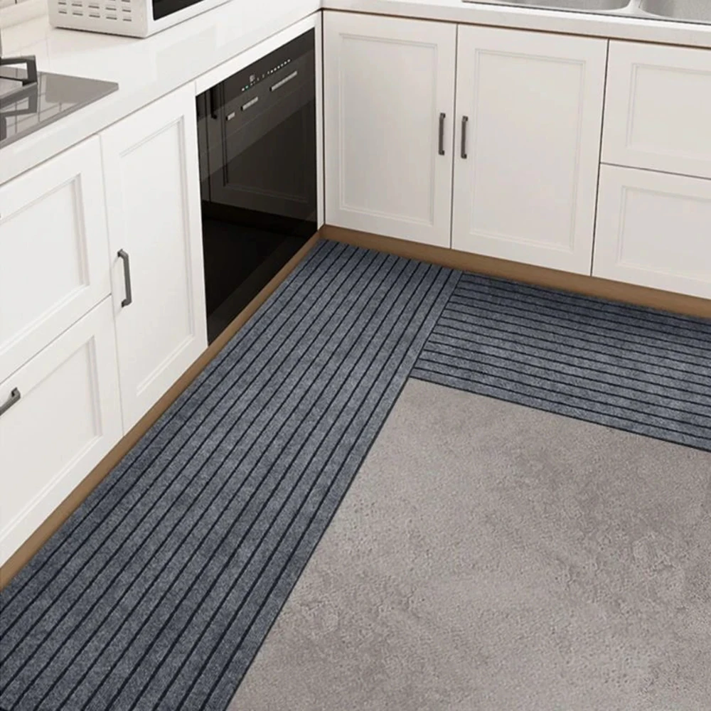 Entrance Door Mat Flooring Kitchen Entrance Mat Water and Oil Absorbent Anti-slip Mat Bathroom Hallway Carpet Stripe Kitchen Rug