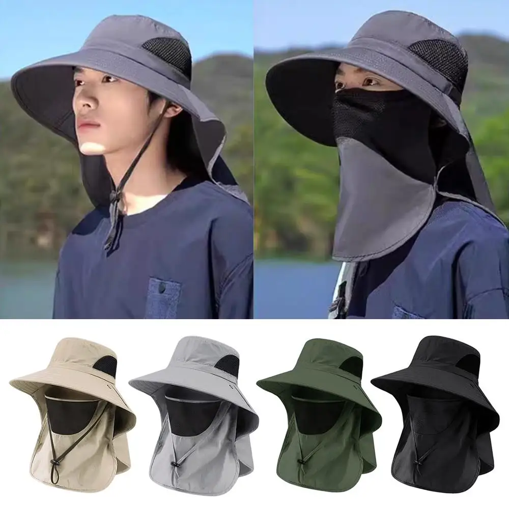

Summer Sun Hats Anti-UV Outdoor Hunting Fishing Cap for Men women Face Cover Hiking Camping Visor Caps Neck Flap Fisherman Hat