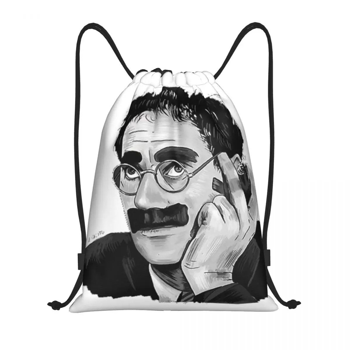 

Groucho Marx Portrait Illustration By Burro Backpacks Casual Drawstring Bags Storage Bag Book Bags for Man Woman School