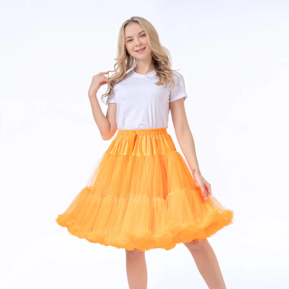 55CM Knee Length Women's Soft Puffy Tulle Petticoats Lolita Ballet Dance Pettiskirts Costume Christmas Halloween Tutu Skirts