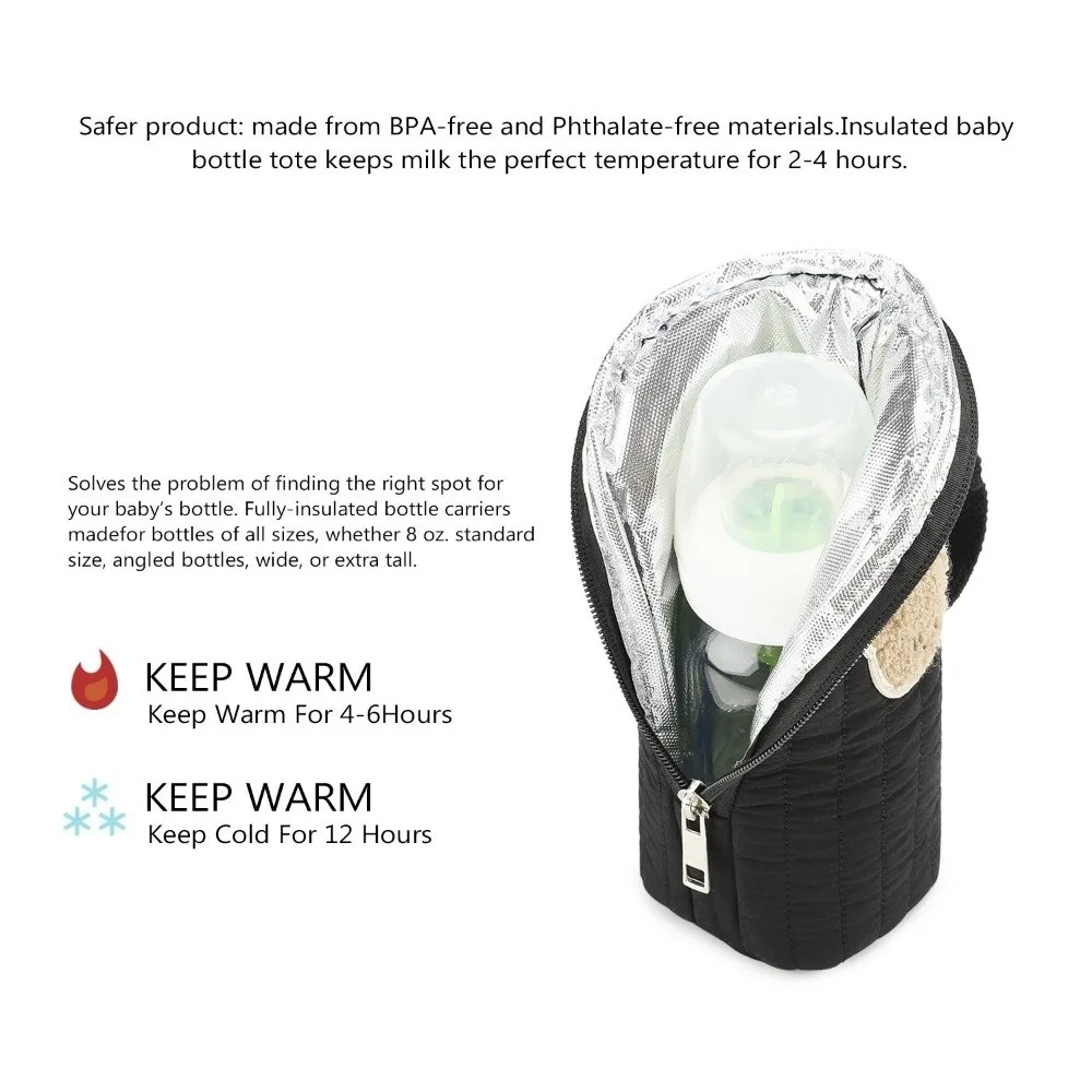 

Портативный дизайн, термосумка для бутылок с медведем, изоляция из алюминиевой фольги с ручкой, изолированный холодильник для бутылок, алюминиевая фольга, милый медведь