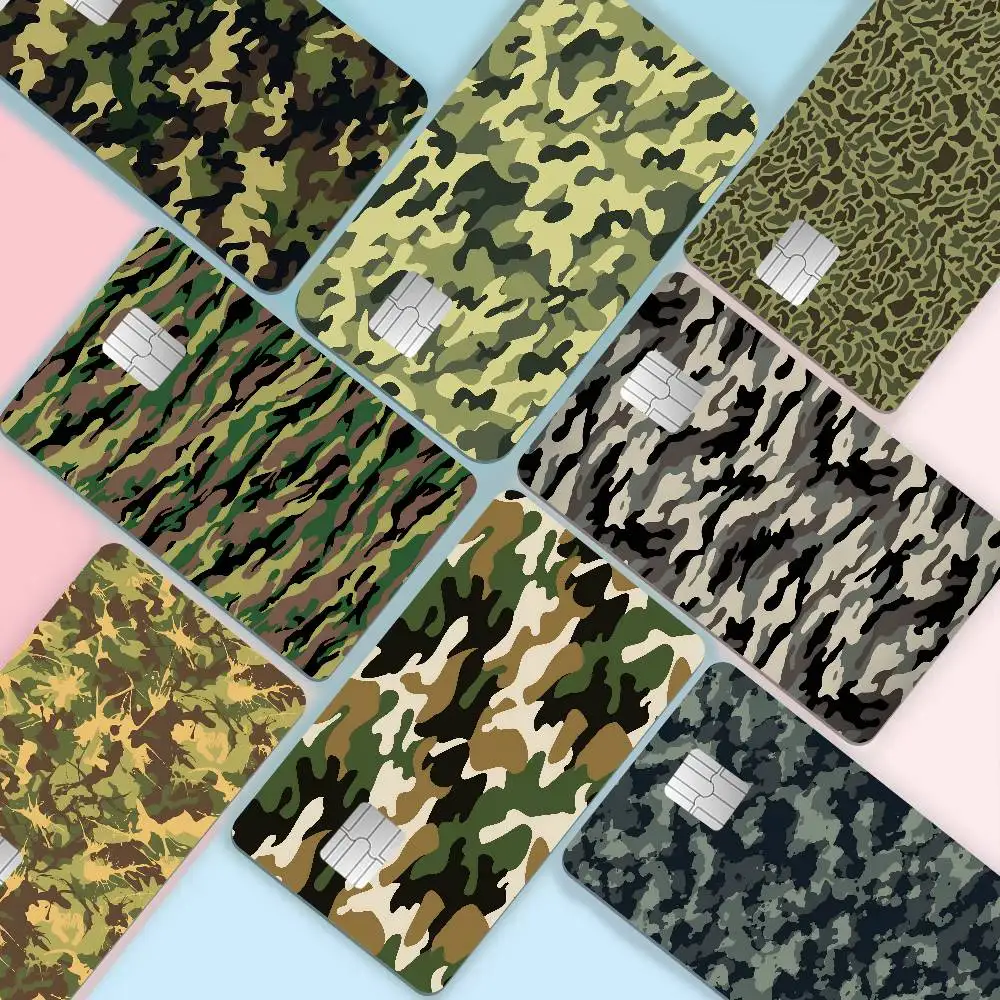 Camouflage Pattern Credit Card Skin Stickers for VISA Bank Card Transportation Card Waterproof Sticker Anti-scratch Women Gift