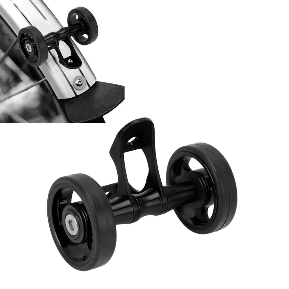 Aluminum Alloy Bicycle Mudguard Easywheel Rubber Tire with Steel Bearing Mudguard Rollers Hollow Lightweight for Brompton/Dahon