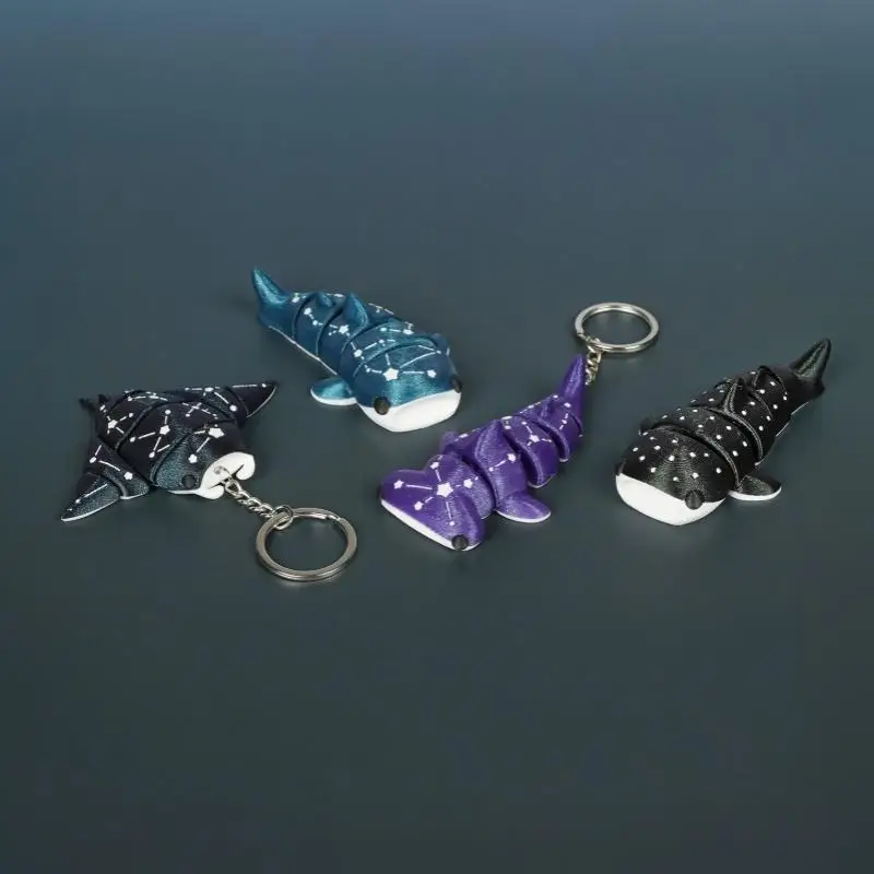 Kreativer 3D-gedruckter Meerestier-Schlüsselanhänger mit beweglichem Wal und Galaxie-Charm als Geschenkbeutel-Accessoire – Detail 6