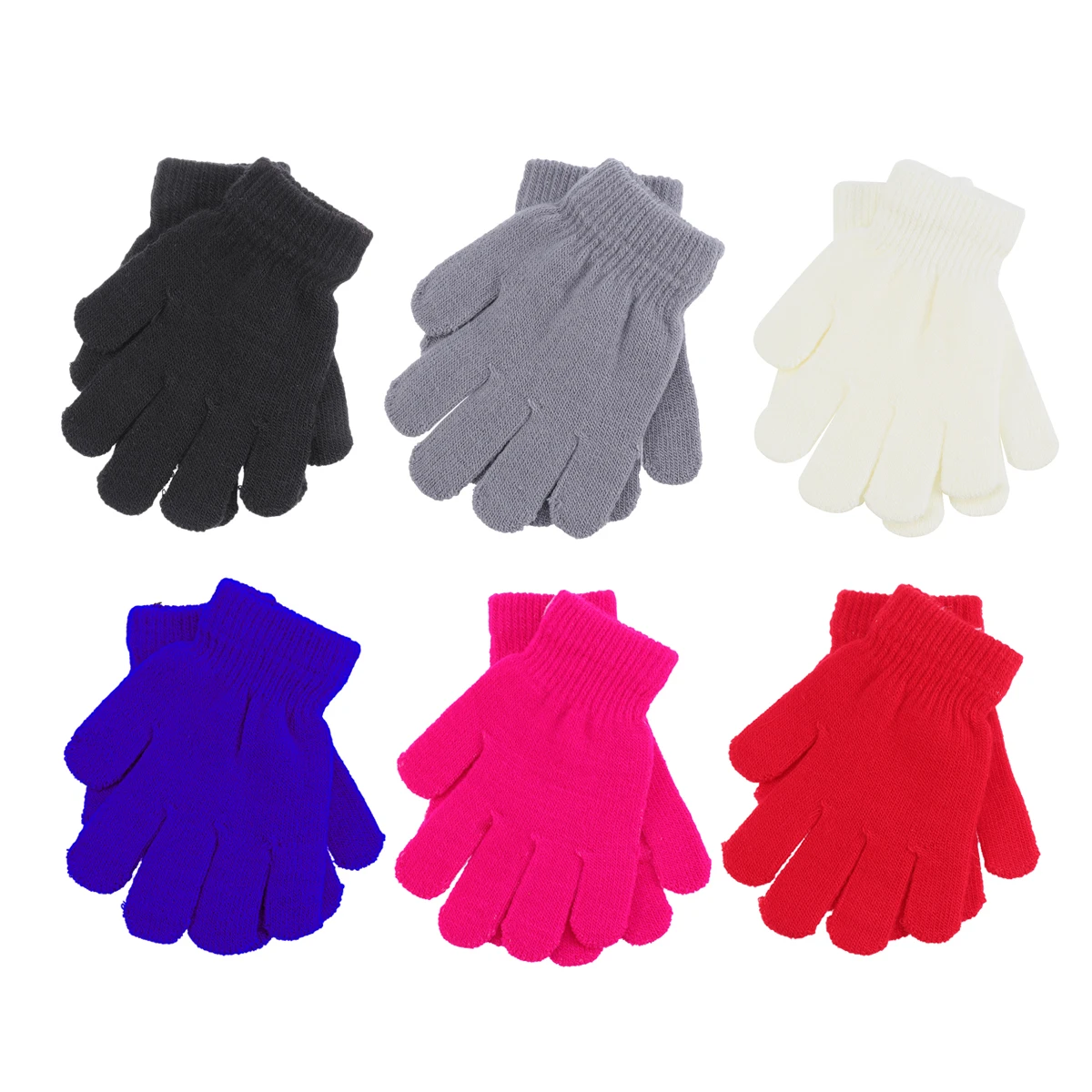 

6 Pairs Winter Warm Gloves for Children Colorful Mittens Kids Soft Durable Long Term Use Proper Size Fits Cold Protection