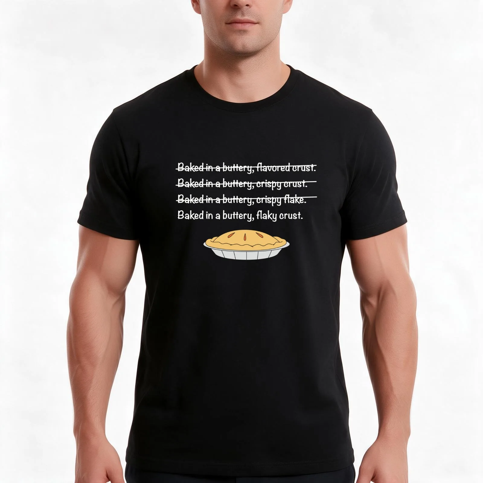 Buttery flaky crust T-Shirt, Summer Casual Cotton Tee, Oversized Streetwear Tops, Vintage Graphic Print, Loose Fit Short Sleeve