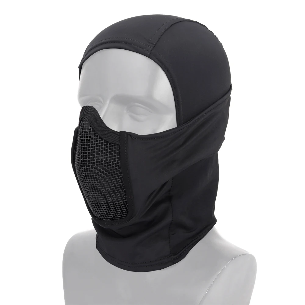 Tactical Balaclava Mesh Mask Airsoft Paintball Full Face Protection Ninja Style Hood Steel Metal Mask Foldable Design