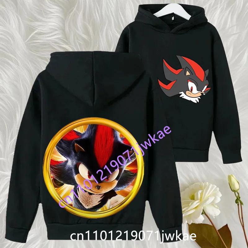 

Front Back Cartoon Print - Sporty Boys' Casual Shirt - Long Sleeve for Autumn/Winter Sonic The Fastest Boy - Kids Hoodie With