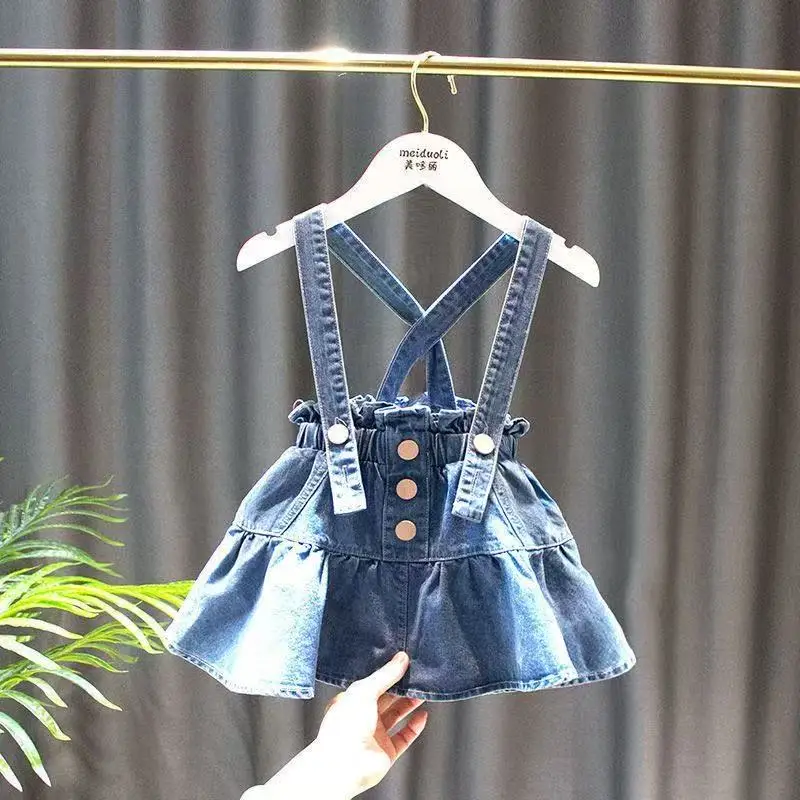 

Kids Girls Suit New Little Girl Baby Denim Skirt Shirt Two-piece Set Children's Spring and Autumn Long-sleeved Clothes Suit