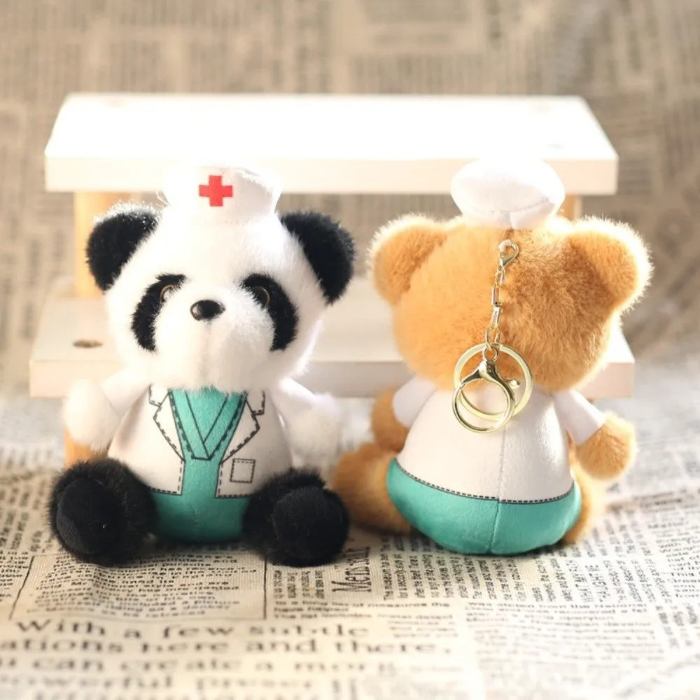 Chaveiro de Urso Policial de Trânsito em Estilo Cartoon, Patch Bordado, Pingente de Urso Uniformizado, Brinquedo de Pelúcia para Decoração de Mochila